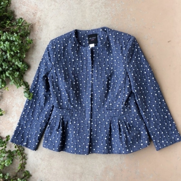 Helene Berman London Blue Star Peplum Jacket - Picture 1 of 11